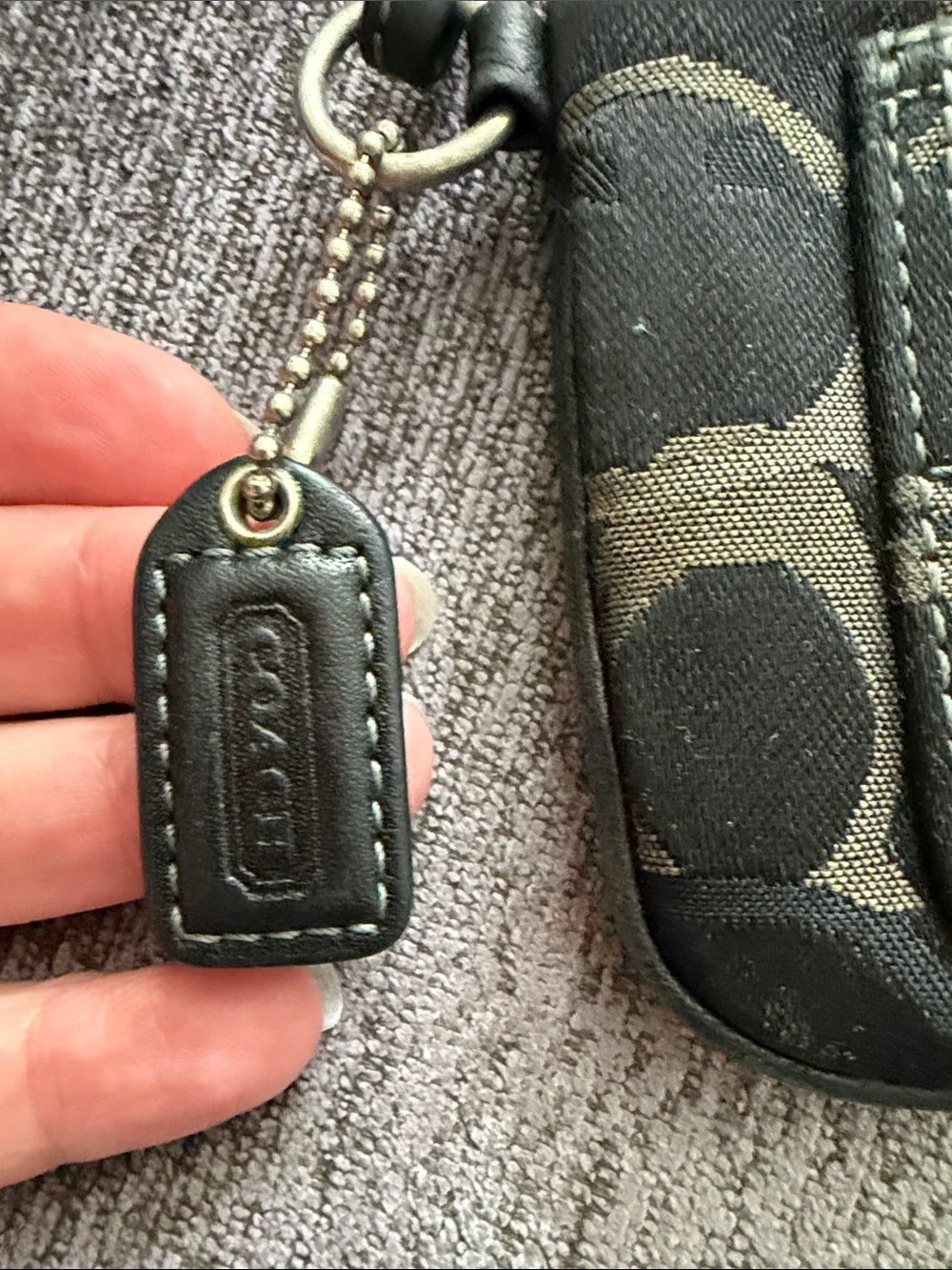 Coach Black and Taupe Signature Canvas Wristlet